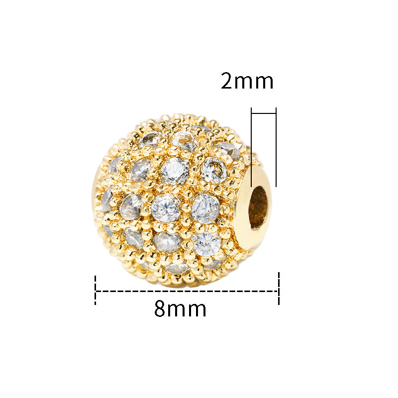 Fancy Zirconia Paved Brass Round Beads 6mm 8mm 10mm 30pcs 5