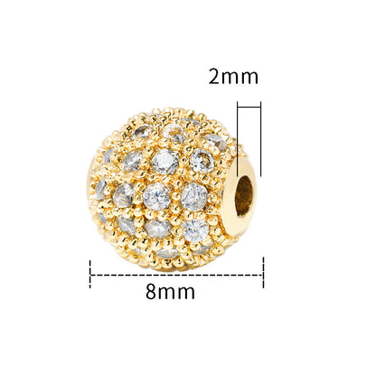 Fancy Zirconia Paved Brass Round Beads 6mm 8mm 10mm 30pcs 5