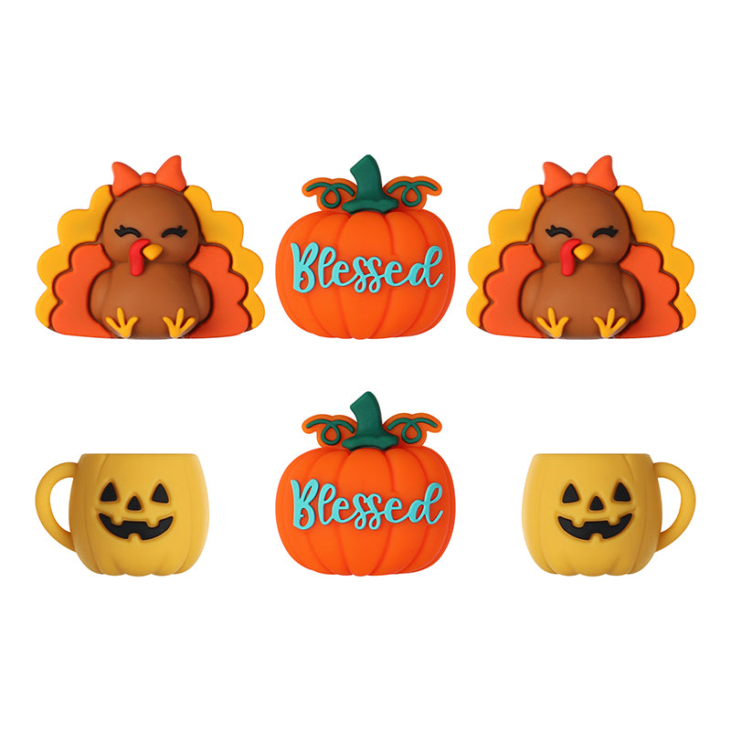 3D Thanksgiving Silicone Focal Beads Turkey Pumpkin Cup Design 20pcs