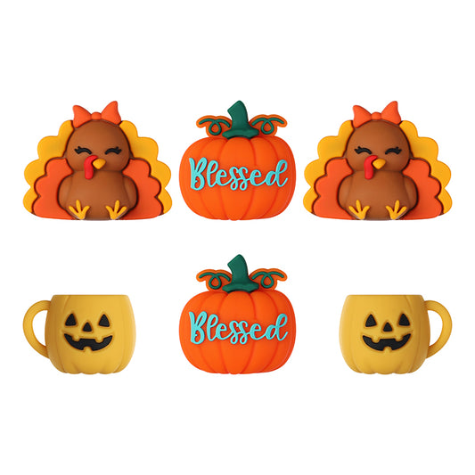 3D Thanksgiving Silicone Focal Beads Turkey Pumpkin Cup Design 20pcs