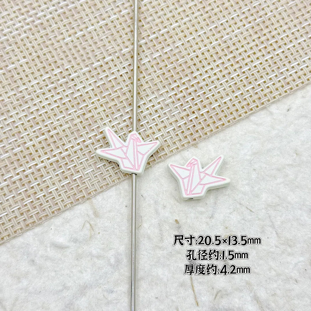 Folded Paper Crane Metal Beads 20mm Spray Painted Colorful Alloy 4