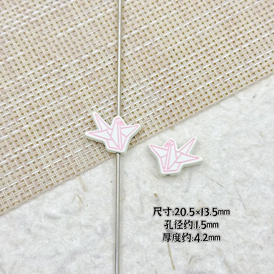 Folded Paper Crane Metal Beads 20mm Spray Painted Colorful Alloy 4