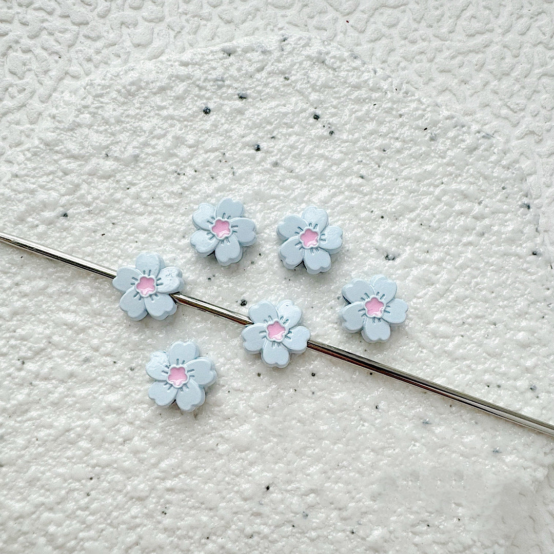 Flower Metal Beads 10mm Baking Painted Cherry Blossom 20pcs 10