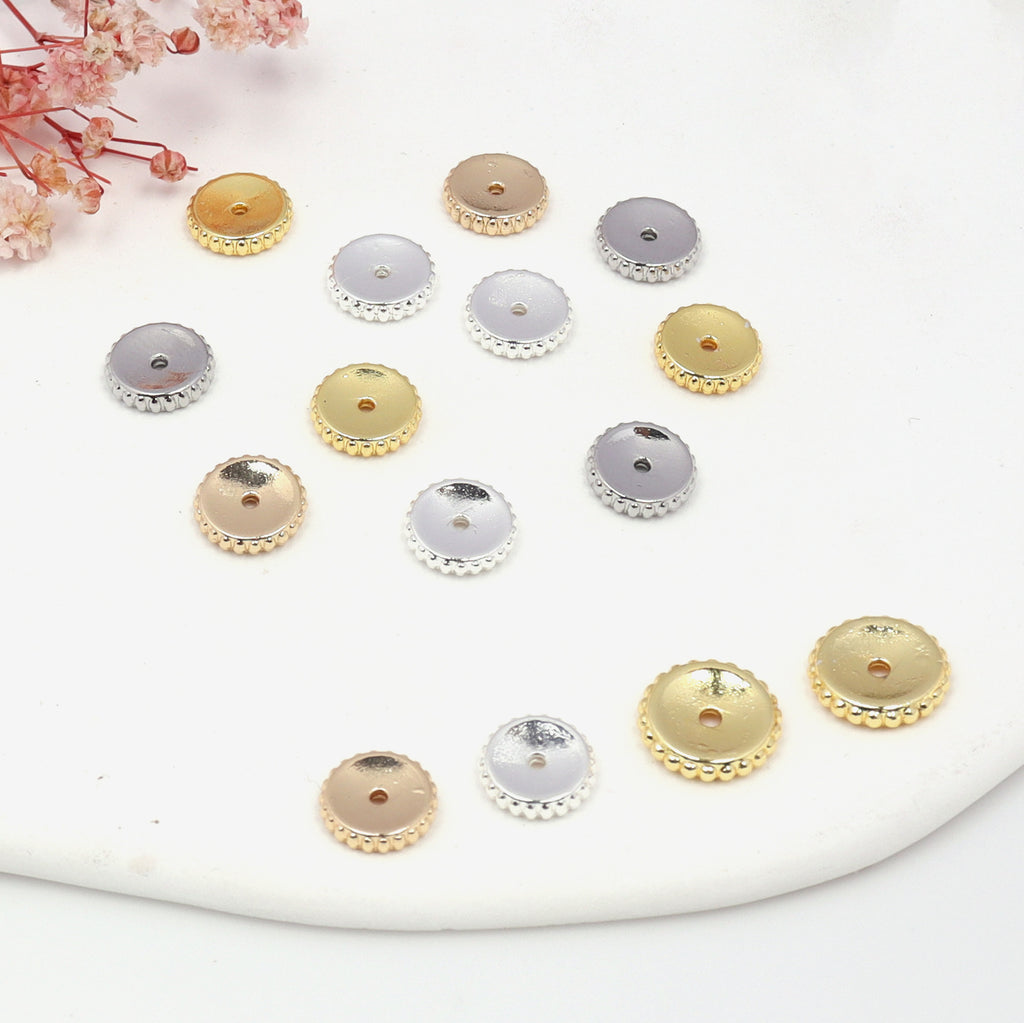 Brass Concave Spacer Beads 6mm 9mm 11mm Polished Beaded Edge 100pcs