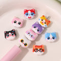Cute Cartoon Double-Sided Printed Cat Head Acrylic Beads 15mm 20pcs