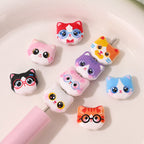 Cute Cartoon Double-Sided Printed Cat Head Acrylic Beads 15mm 20pcs