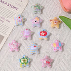 Cartoon Animal Fruit Pattern Star Resin Beads 22mm Pastel Colors 5pcs 3