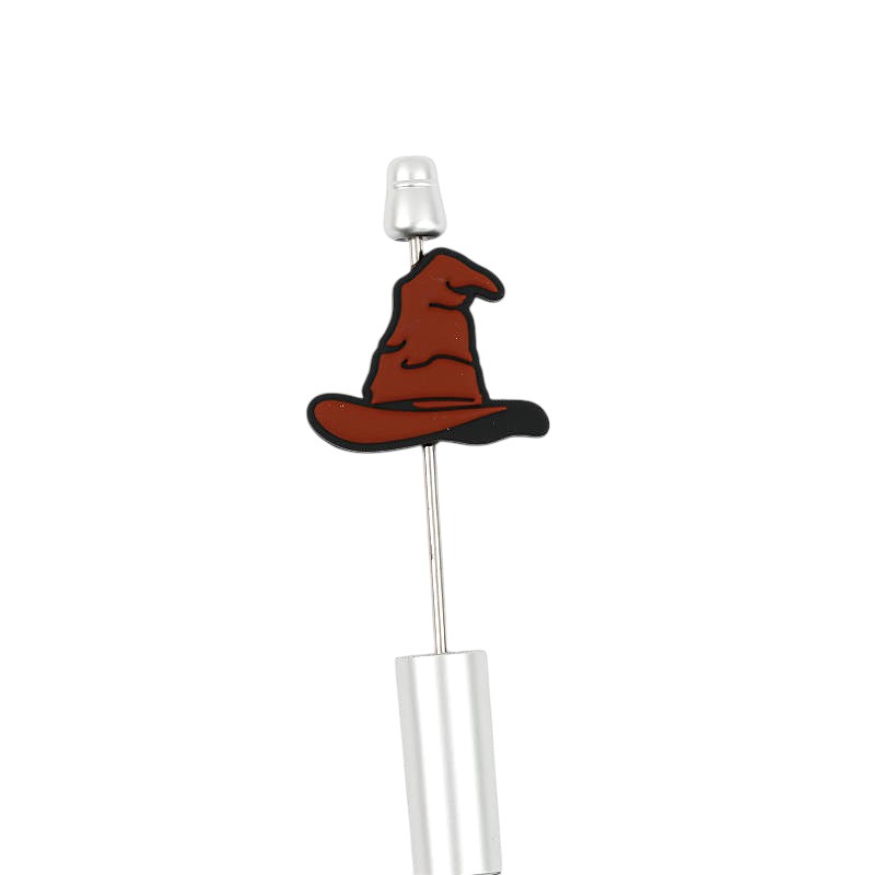 Silicone Focal Beads Brown Magician Hat Crooked Tip 20pcs 2