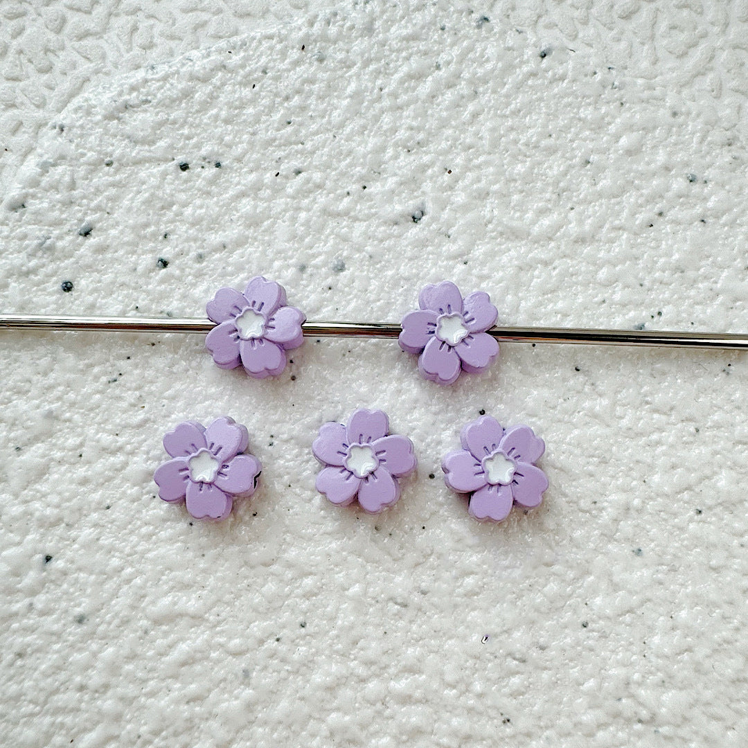 Flower Metal Beads 10mm Baking Painted Cherry Blossom 20pcs 12
