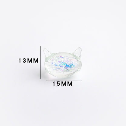 Cat Shaped 15mm Glass Beads Sparkling Reflective Surface 10pcs 6