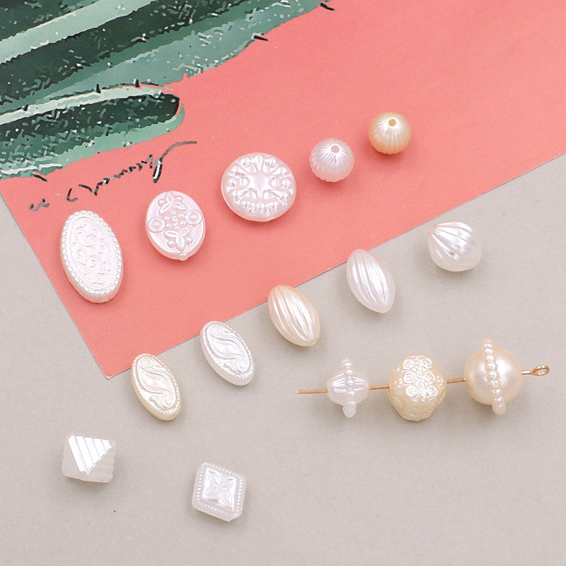 Vintage Baroque Style Imitation Pearl Acrylic Beads White Creamy 20pcs