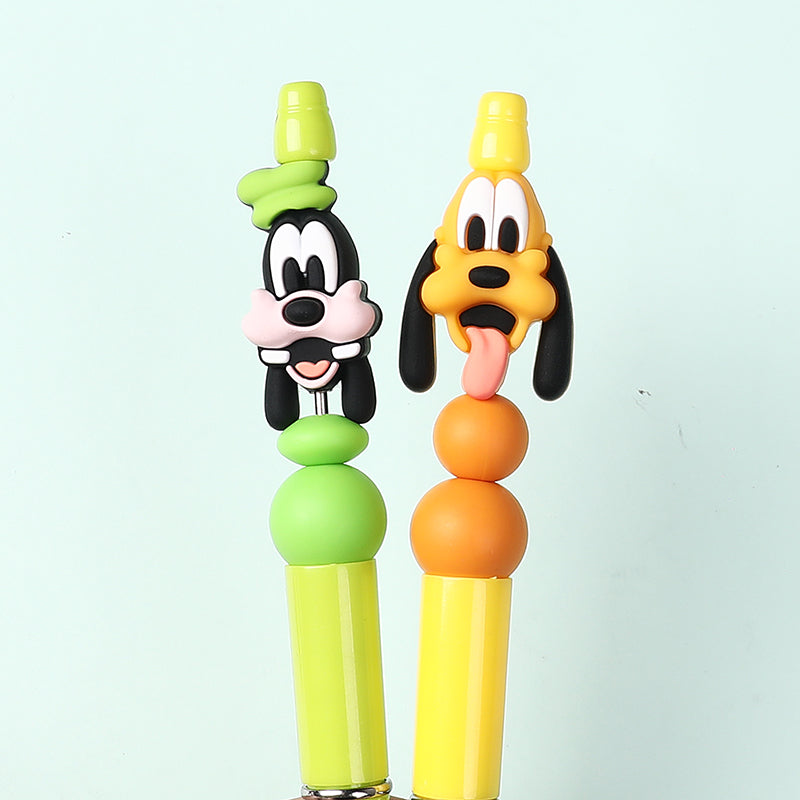 Silicone 3D Focal Beads Disney Pluto Goofy Head Green Hat Smiling Face 20Pcs 8