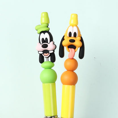 Silicone 3D Focal Beads Disney Pluto Goofy Head Green Hat Smiling Face 20Pcs 8