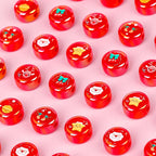 Christmas Printed Flat Round Acrylic Beads 16mm Glossy Red 20pcs 2