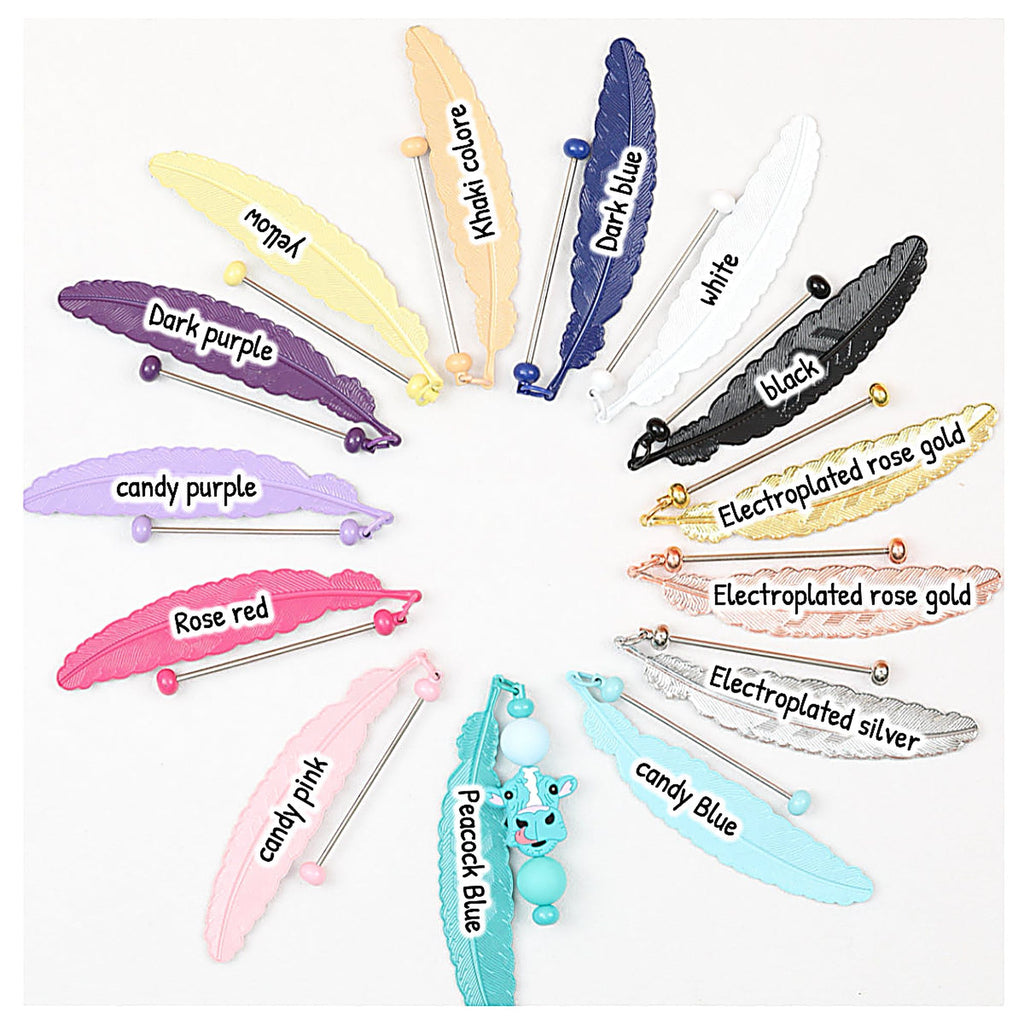 Beadable Feather Bookmarks Metal Colorful Detailed 13g