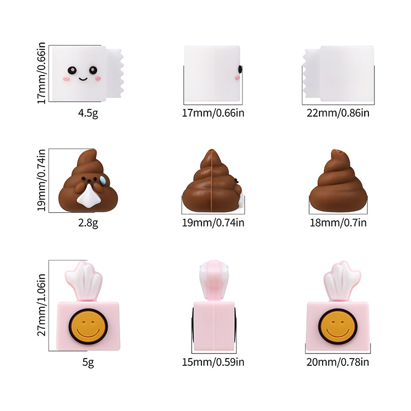 Silicone 3D Focal Beads Tissue Poop Smiling Face Detail 10