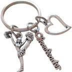 Alloy Cheerleader Keychain Silver Tone Sporty Mid Kick Charm