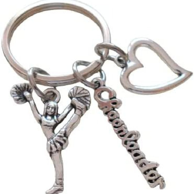 Alloy Cheerleader Keychain Silver Tone Sporty Mid Kick Charm