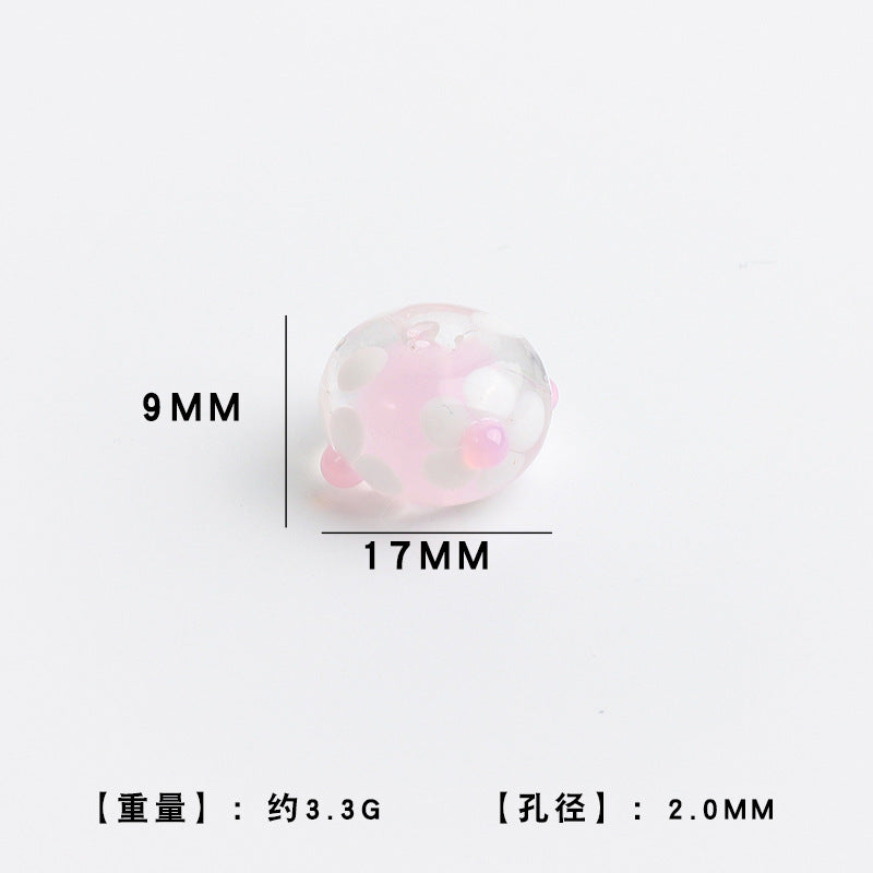 Colorful Floral Round Transparent Glass Spacer Beads 17mm 10pcs 6