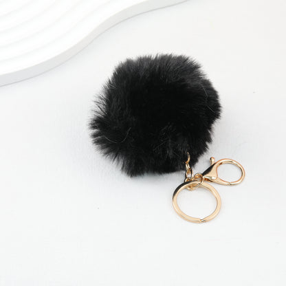 Pom Pom Keychain Fluffy Imitation Rex Rabbit Fur Ball 8cm With Lobster Clasp
