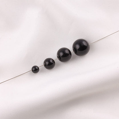 Pearl Round Glass Beads 3-12mm Black Imitation Glossy 3