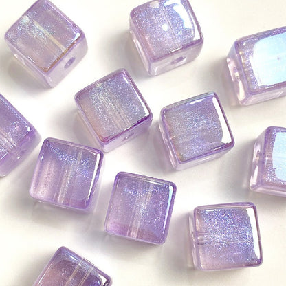 Colorful UV Finish Cube Acrylic Beads 14mm Pastel Glow 50pcs 8