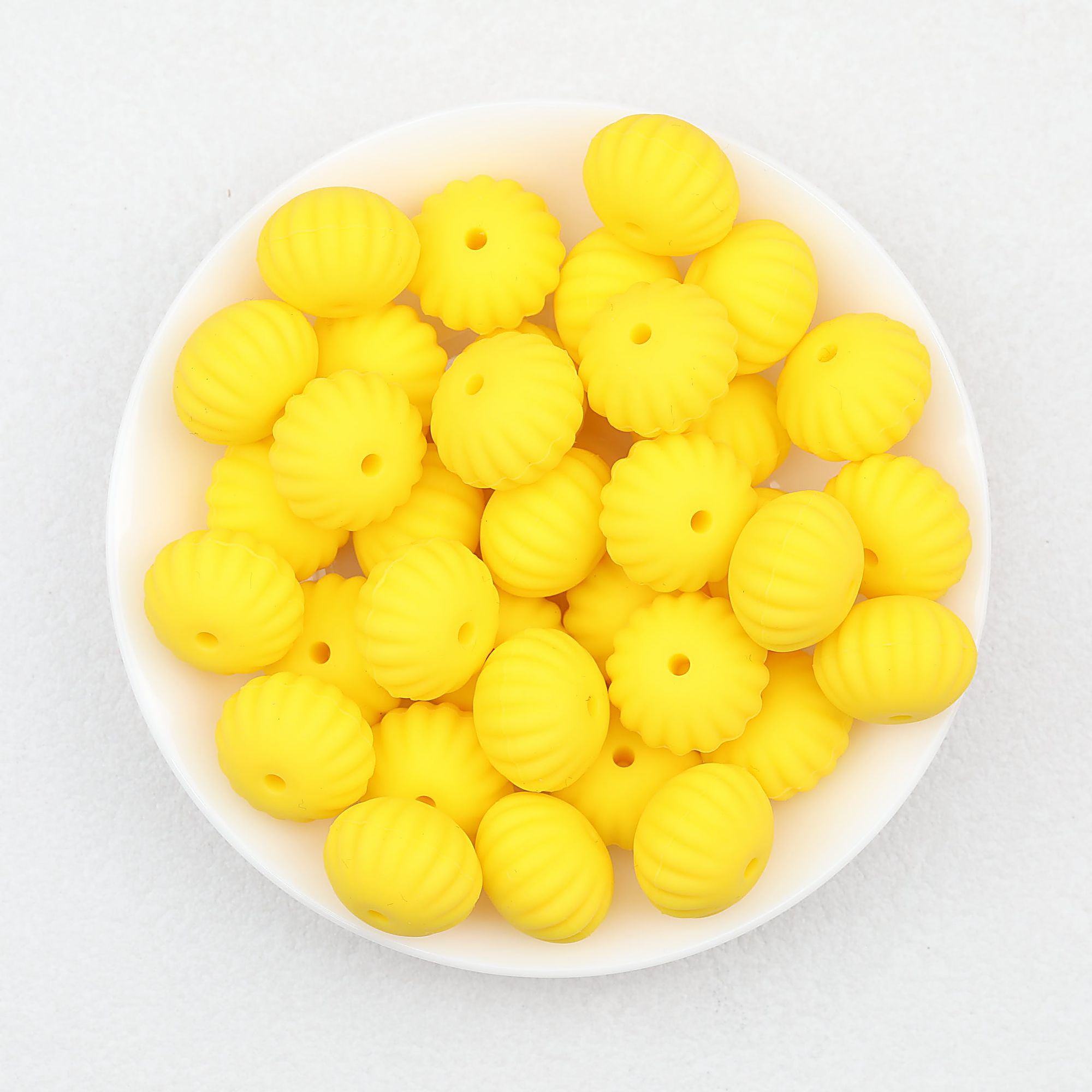 Solid Color Pumpkin Shaped Silicone Beads 20pcs - Yellow
