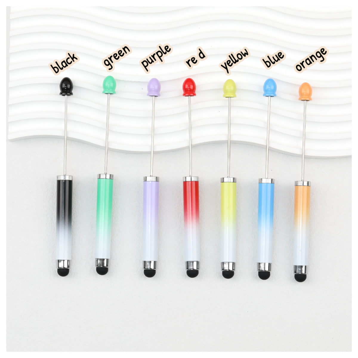 Gradient Color 3 In 1 Beadable Stylus Pens Plastic Body