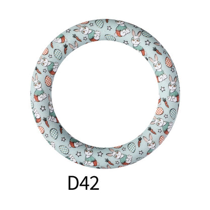 65mm Printed Silicone Beads Round Rings Floral Animal Spots Prints 48