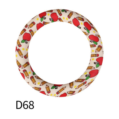 65mm Silicone Beads Printed Designs Vibrant Colors 29