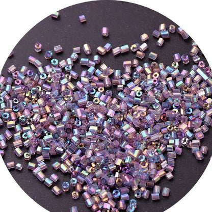 Iridescent Seed Bugle Glass Beads 3mm Mixed Colors 3000pcs 22