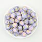 15mm Light Floral Print Round Silicone Beads 50 pcs - Floral Design 5