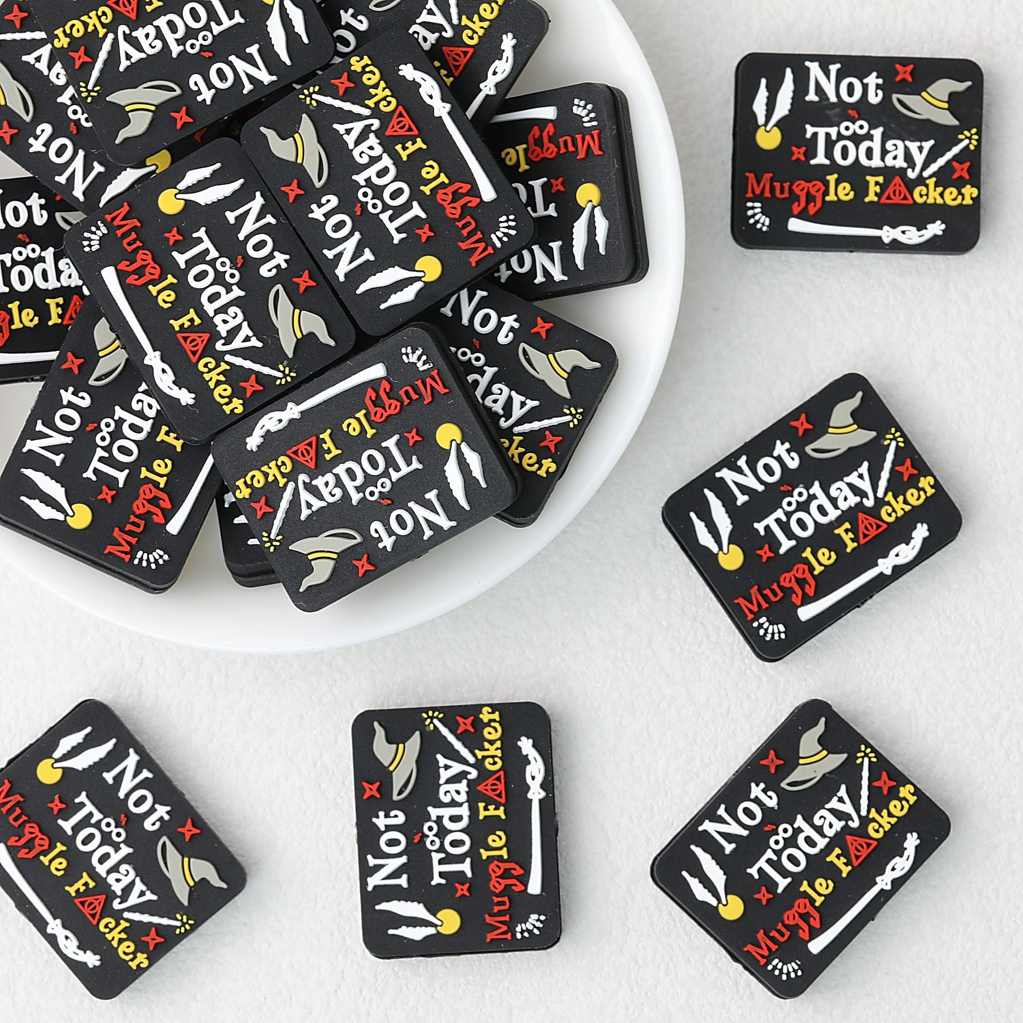 Halloween Square Silicone Focal Beads Magic Theme 20pcs