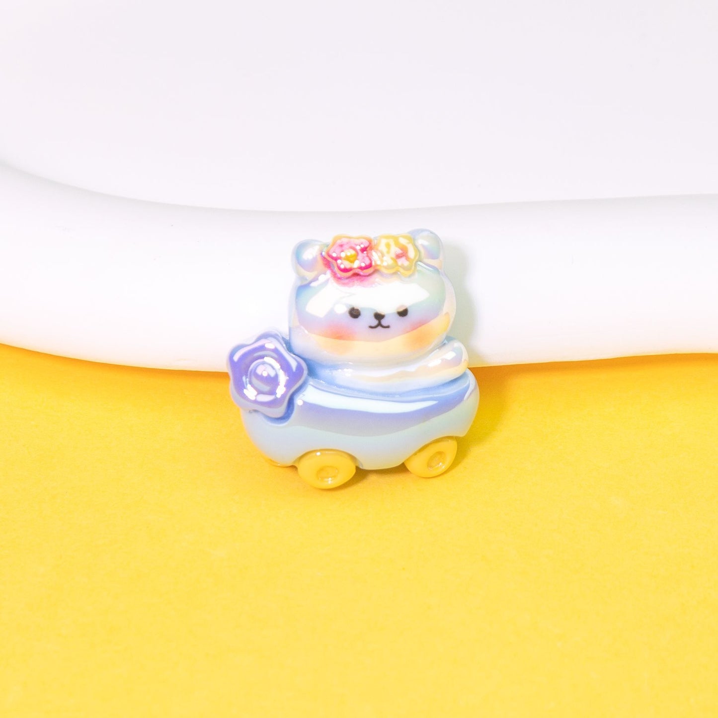 Cute Animal Driving Fruit Cart Resin Beads Glossy Mixed 10pcs 8