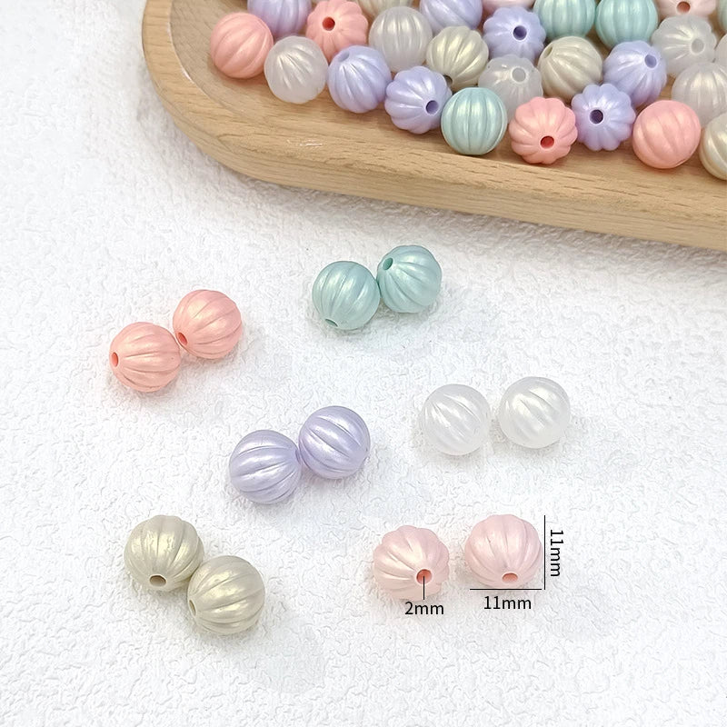 Pearl Lustre Striped Round Acrylic Beads 11mm 100pcs 3