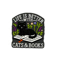 Silicone Focal Beads Life Is Better With Cats And Books Black Cat Floral 20pcs