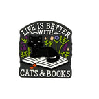 Silicone Focal Beads Life Is Better With Cats And Books Black Cat Floral 20pcs