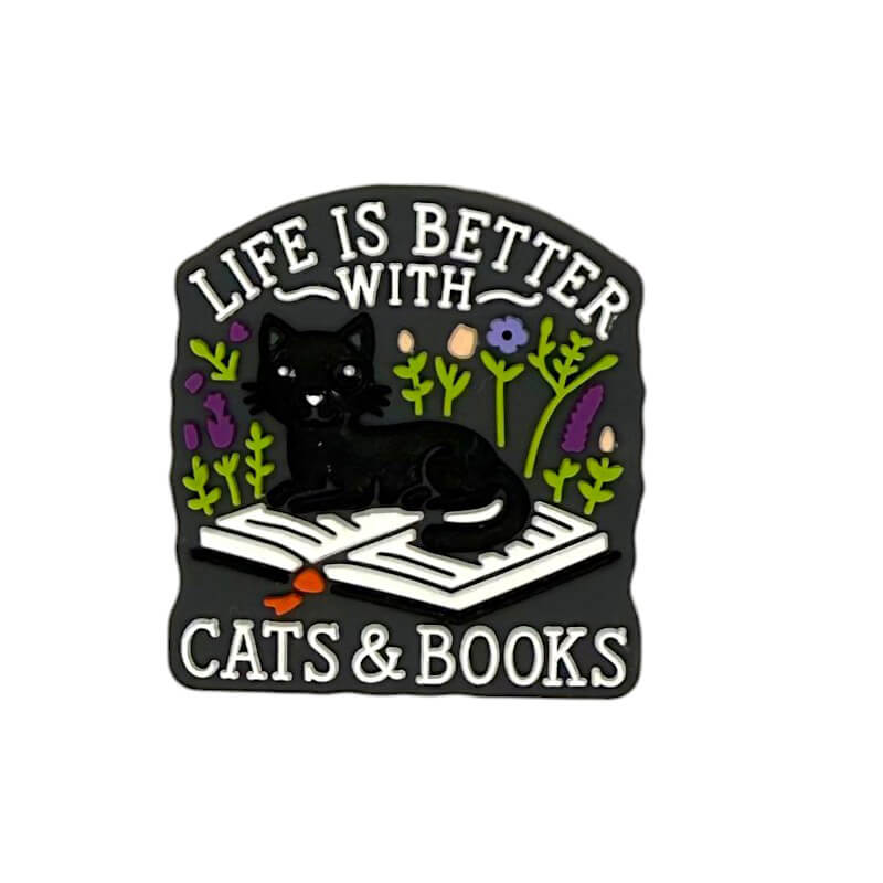 Silicone Focal Beads Life Is Better With Cats And Books Black Cat Floral 20pcs
