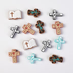 Silicone Focal Beads Bible Cross Leopard Print and Birthday of Jesus 20pcs 2