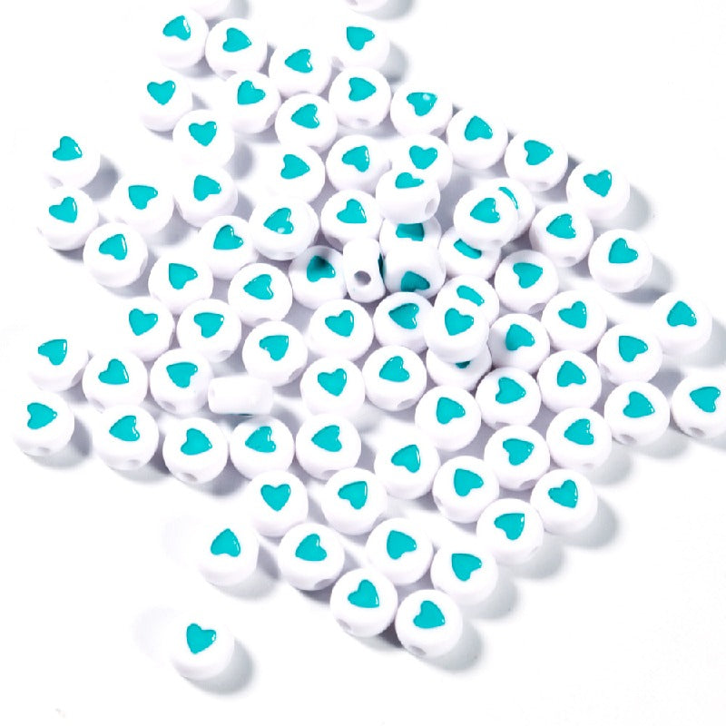 Colored Heart Acrylic Flat Round Beads 7mm Mixed Colors 200pcs 12
