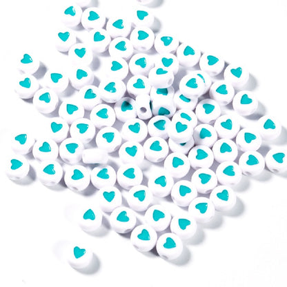 Colored Heart Acrylic Flat Round Beads 7mm Mixed Colors 200pcs 12