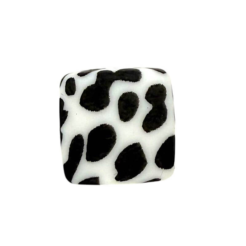 13.5mm Square Silicone Beads Printed Designs Mix 50pcs 11