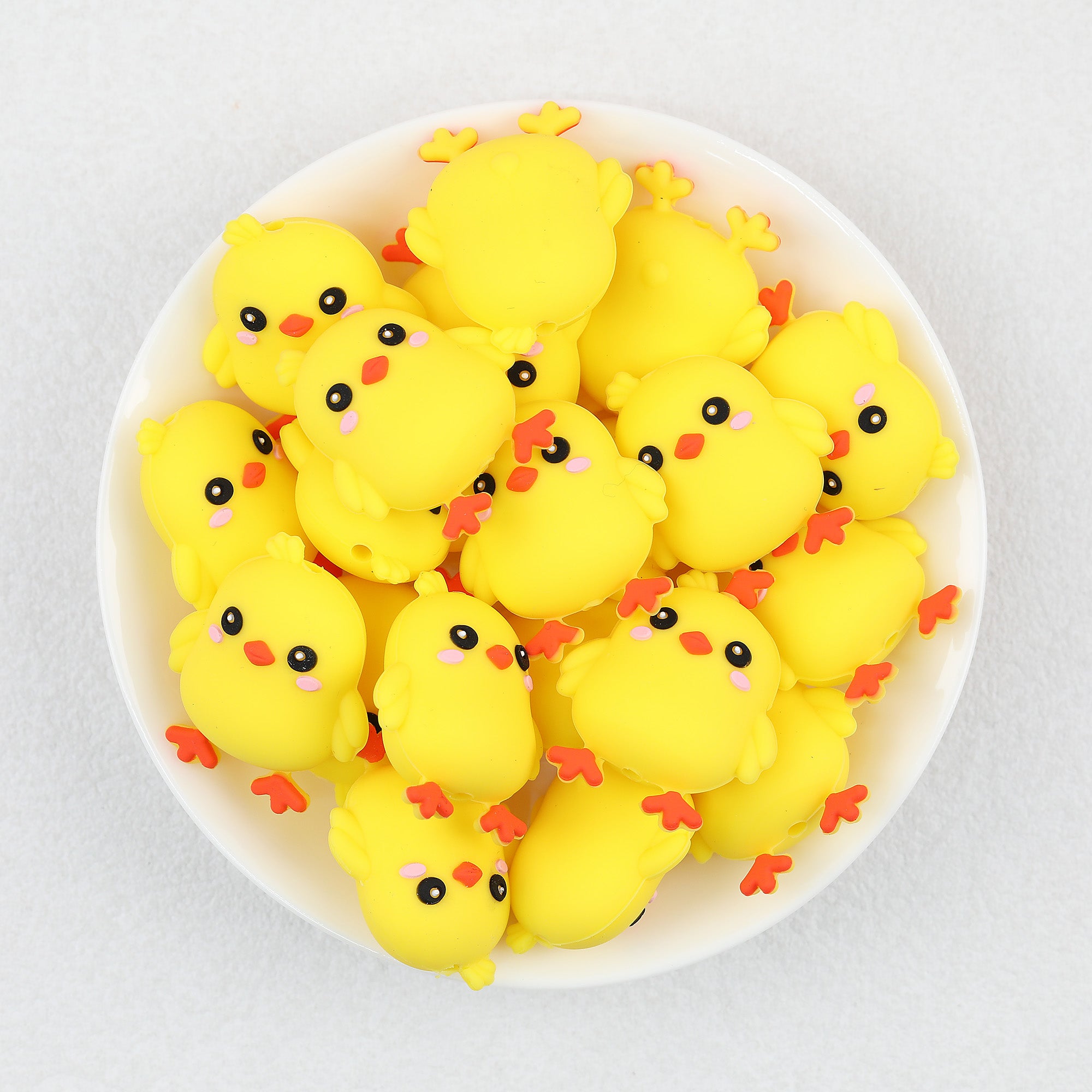 3D Cute Cartoon Yellow Chick Silicone Focal Beads 20Pcs  2