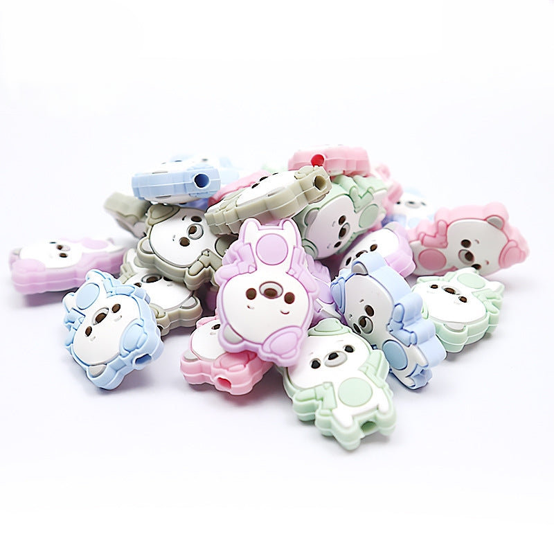 Silicone Focal Beads Dancing Bears Wearing Tilted Hat 20pcs 5