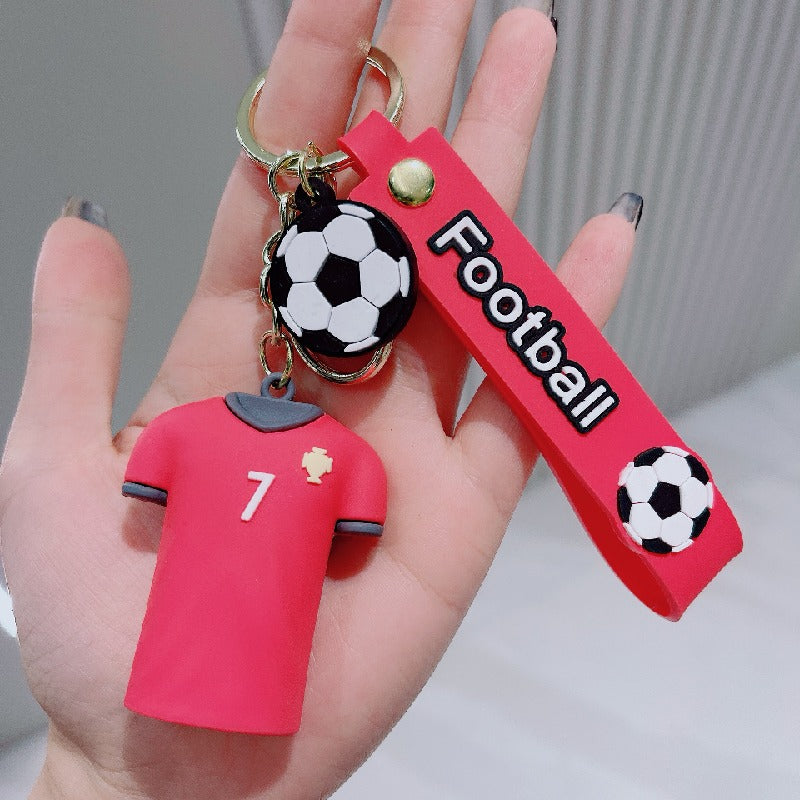 PVC Soccer Jersey Keychain Football Player Number Charm 6