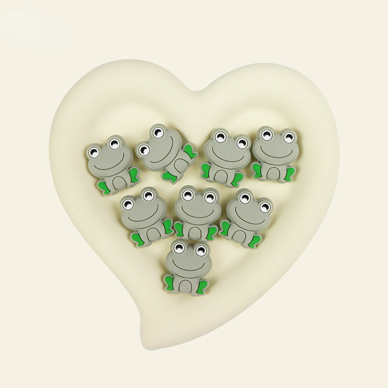 Silicone Focal Beads Frog Smiling Face Sitting Pose 10pcs 13
