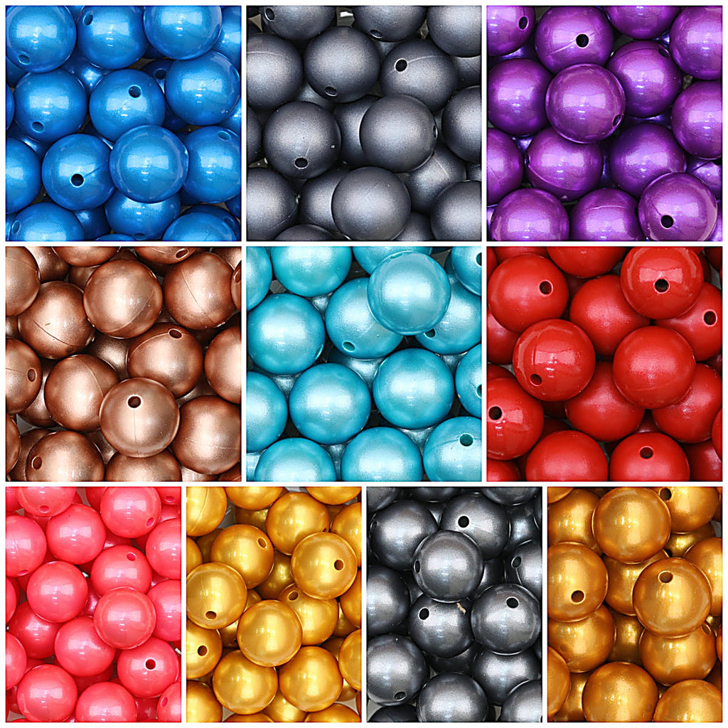15mm Metallic Silicone Round Beads 50pcs