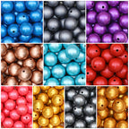 15mm Metallic Silicone Round Beads 50pcs