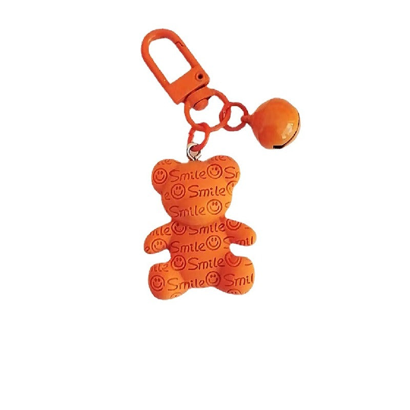 Resin Bear Keychain with Smile Engraving and Bell Charm Colorful 5