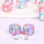 Plating Square Acrylic Beads 14mm Kuromi Cartoon Printed 10pcs 2